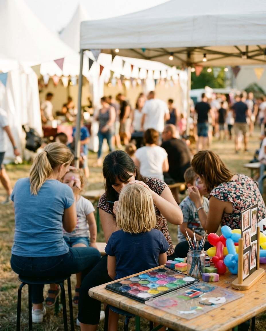 Les artistes Tattoome en pleine animation sur un stand de fête